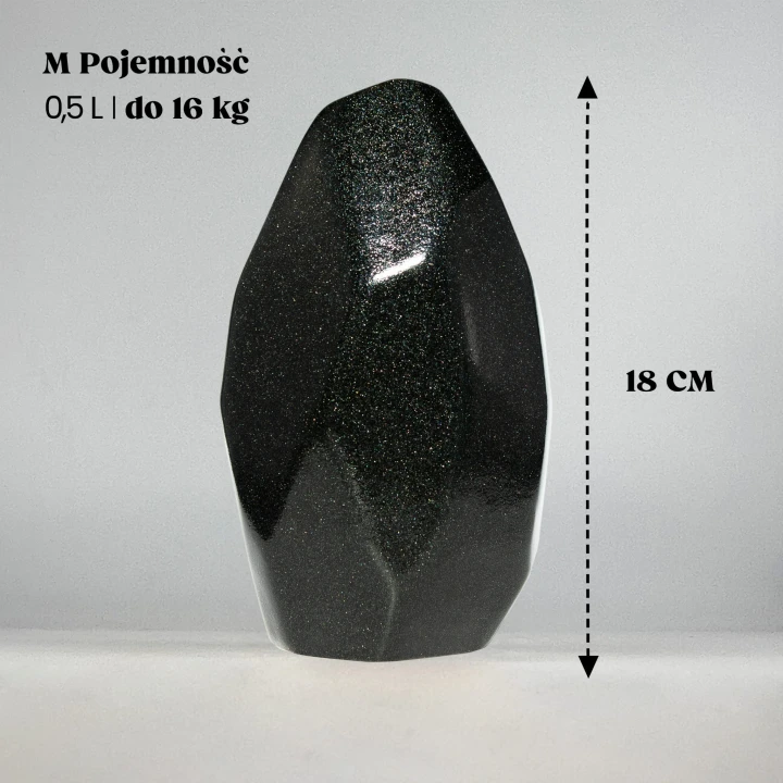 urna ceramiczna dla psa, czarna, rozmiar i pojemność