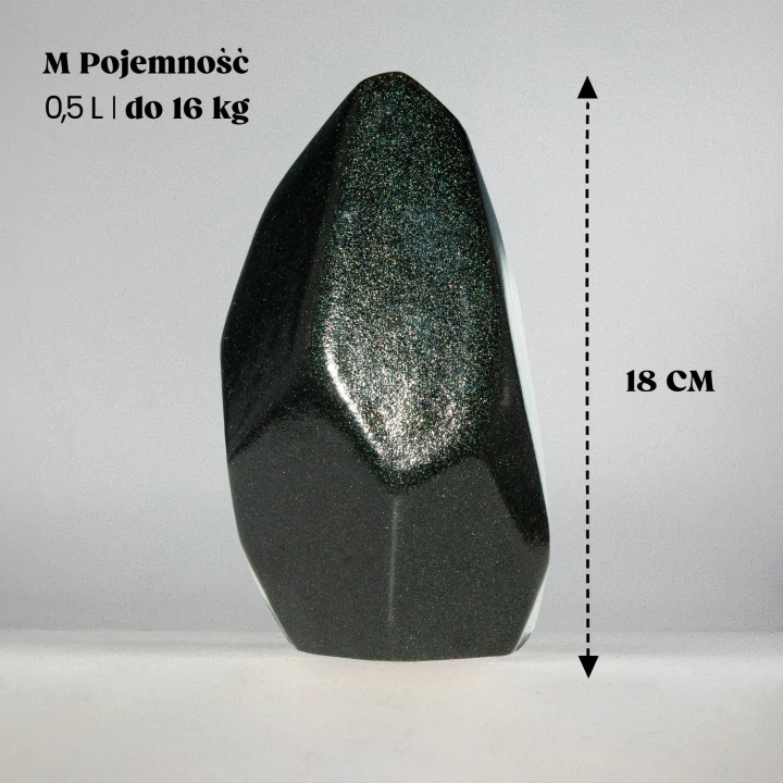 urna ceramiczna dla psa, czarna, rozmiar i pojemność